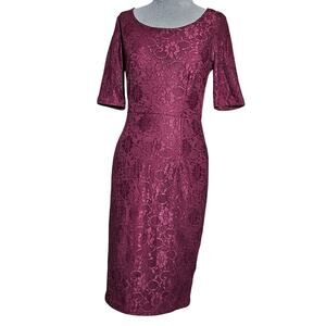 Burgendy Lace Bodycon Dress Size Small